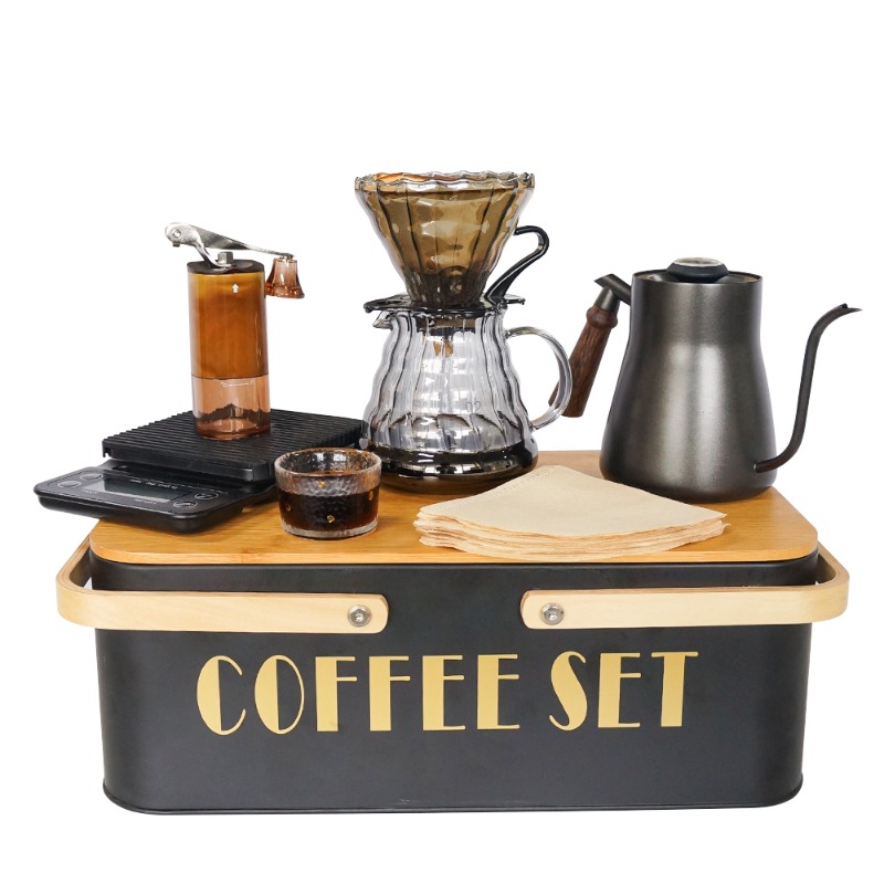Pour Pot Aluminum - Portable coffee machine set with ceramic