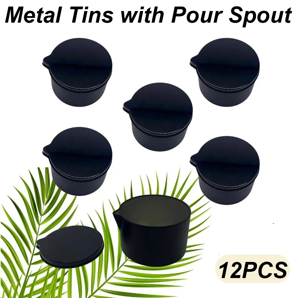 Candle Making Vessels - 12PCS Silver Black Metal Tins with