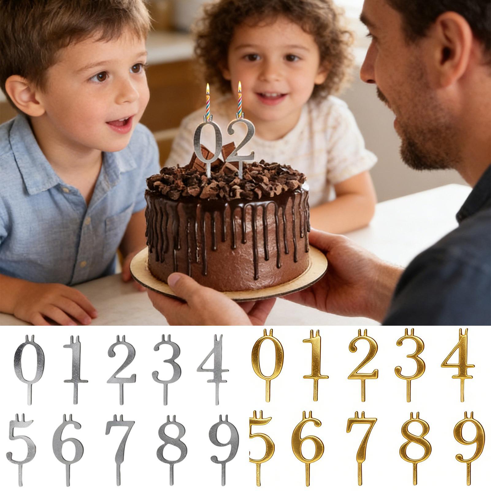 Candle Making Accessories - 10pcs 0-9 Number Cake Toppers Metal